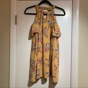 Off the Shoulder Yellow Flowered Sundress